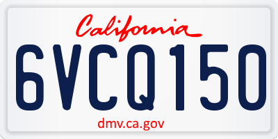 CA license plate 6VCQ150