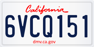 CA license plate 6VCQ151
