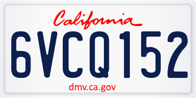 CA license plate 6VCQ152