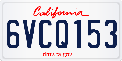 CA license plate 6VCQ153