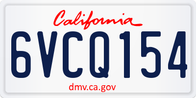 CA license plate 6VCQ154