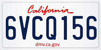 CA license plate 6VCQ156