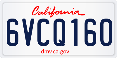 CA license plate 6VCQ160