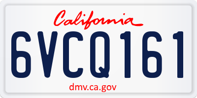CA license plate 6VCQ161