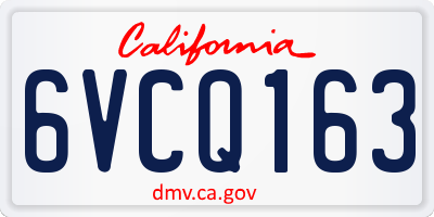 CA license plate 6VCQ163