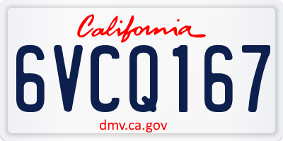 CA license plate 6VCQ167