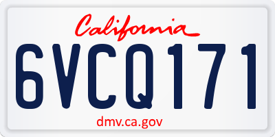 CA license plate 6VCQ171