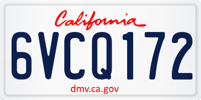 CA license plate 6VCQ172
