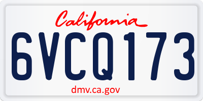 CA license plate 6VCQ173