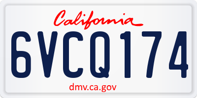 CA license plate 6VCQ174