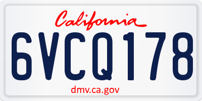 CA license plate 6VCQ178