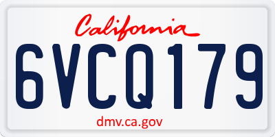 CA license plate 6VCQ179