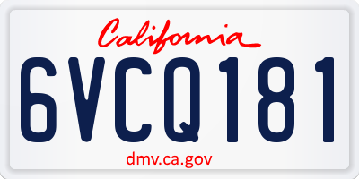 CA license plate 6VCQ181