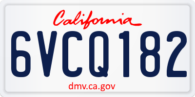 CA license plate 6VCQ182