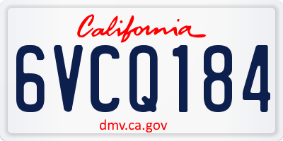 CA license plate 6VCQ184