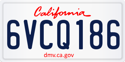 CA license plate 6VCQ186