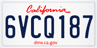 CA license plate 6VCQ187