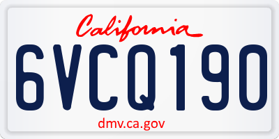 CA license plate 6VCQ190