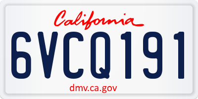 CA license plate 6VCQ191
