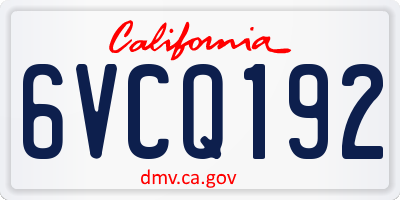 CA license plate 6VCQ192