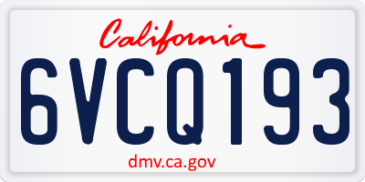 CA license plate 6VCQ193