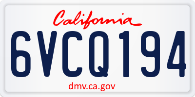 CA license plate 6VCQ194
