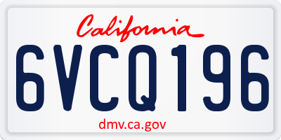 CA license plate 6VCQ196
