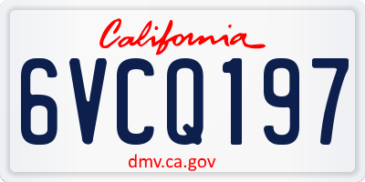 CA license plate 6VCQ197