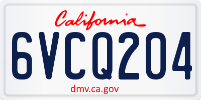 CA license plate 6VCQ204