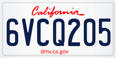 CA license plate 6VCQ205