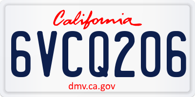 CA license plate 6VCQ206