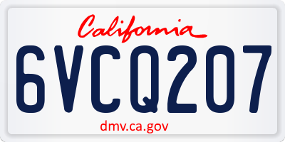 CA license plate 6VCQ207