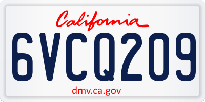 CA license plate 6VCQ209