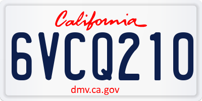 CA license plate 6VCQ210