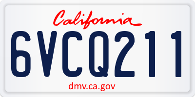 CA license plate 6VCQ211