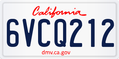 CA license plate 6VCQ212
