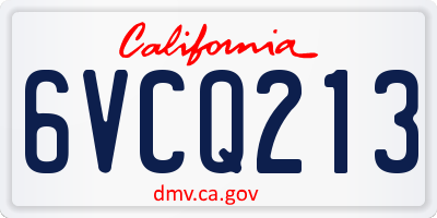 CA license plate 6VCQ213