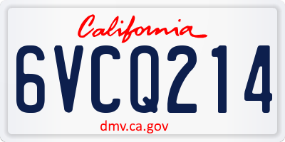 CA license plate 6VCQ214