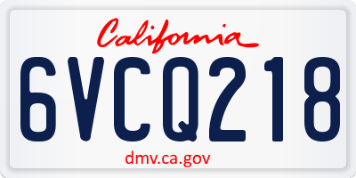 CA license plate 6VCQ218