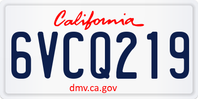 CA license plate 6VCQ219