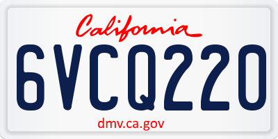 CA license plate 6VCQ220
