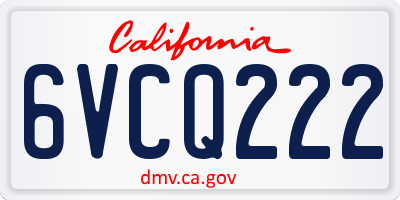 CA license plate 6VCQ222
