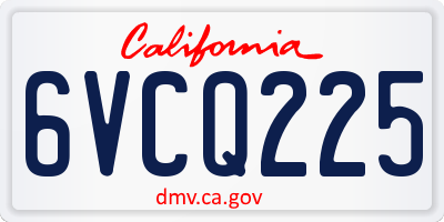 CA license plate 6VCQ225