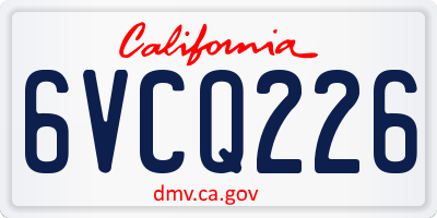 CA license plate 6VCQ226