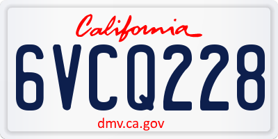 CA license plate 6VCQ228