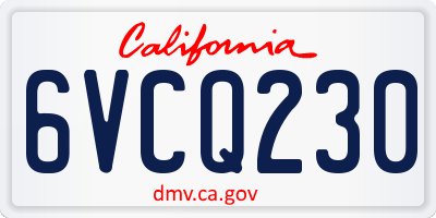 CA license plate 6VCQ230