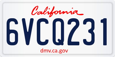 CA license plate 6VCQ231