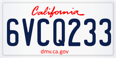 CA license plate 6VCQ233