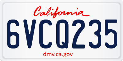 CA license plate 6VCQ235