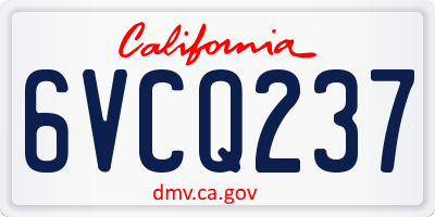 CA license plate 6VCQ237